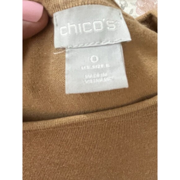 chicos Camel Brown Sweater Knit blouse top shirt 0 S 4 6 - Picture 5 of 6